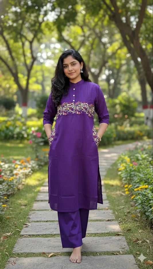 Stylish Purple Ethnic Co-ord Set for Women