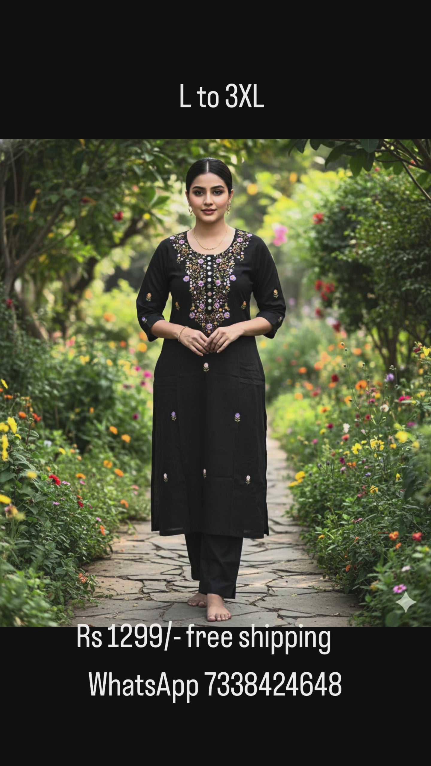 PC20 Black Vatican fabric Co-ord set with Knot work