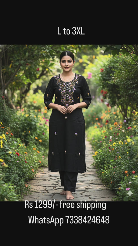 PC20 Black Vatican fabric Co-ord set with Knot work