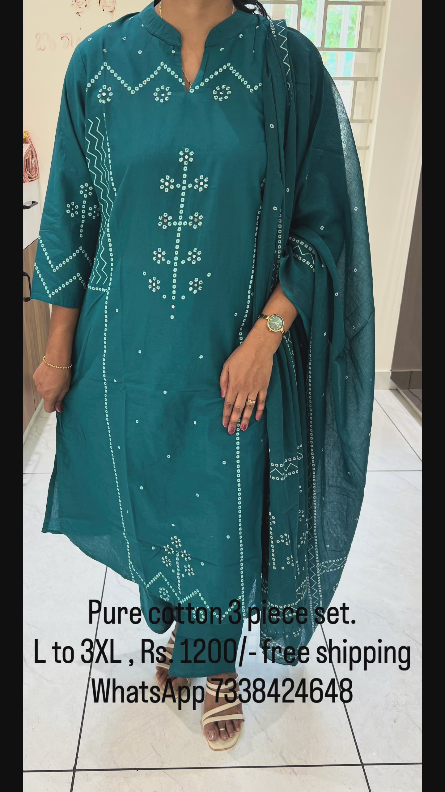 PC40 Teal blue bandhini prints cotton suit