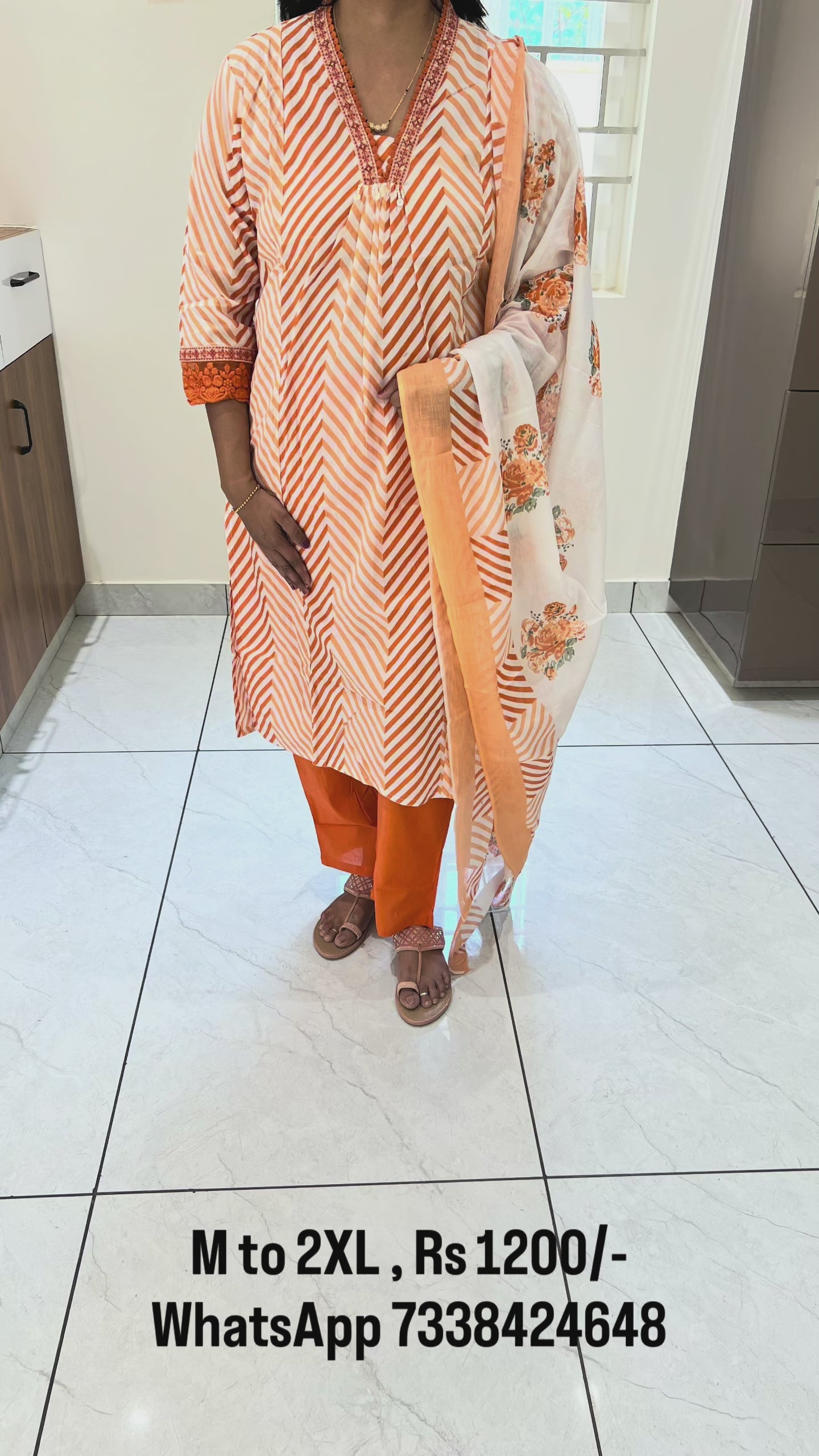 PC46 Refreshing white and orange color cotton set