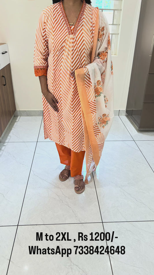 PC46 Refreshing white and orange color cotton set