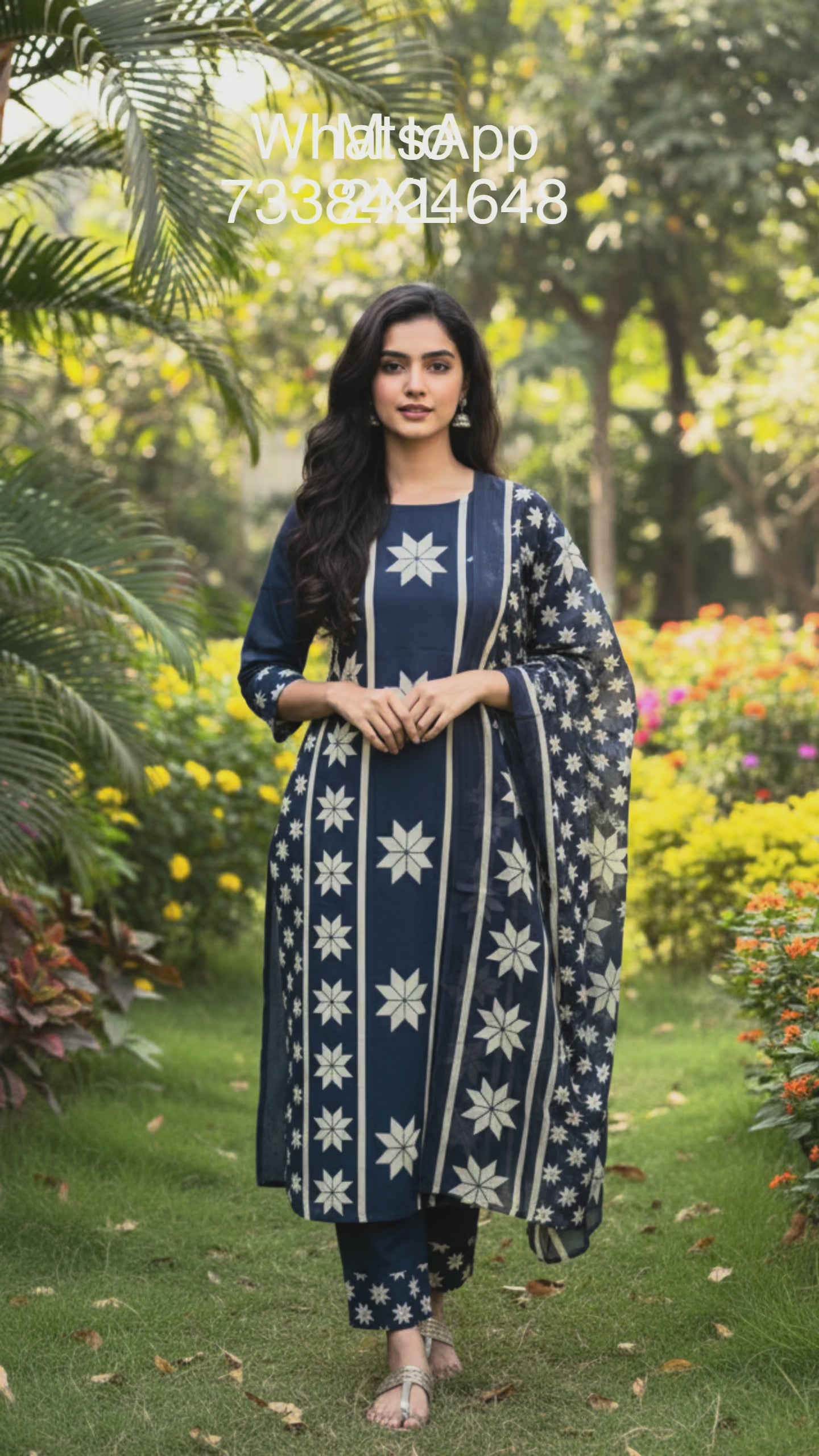 Indigo Blue Pure Cotton Printed Suit Set