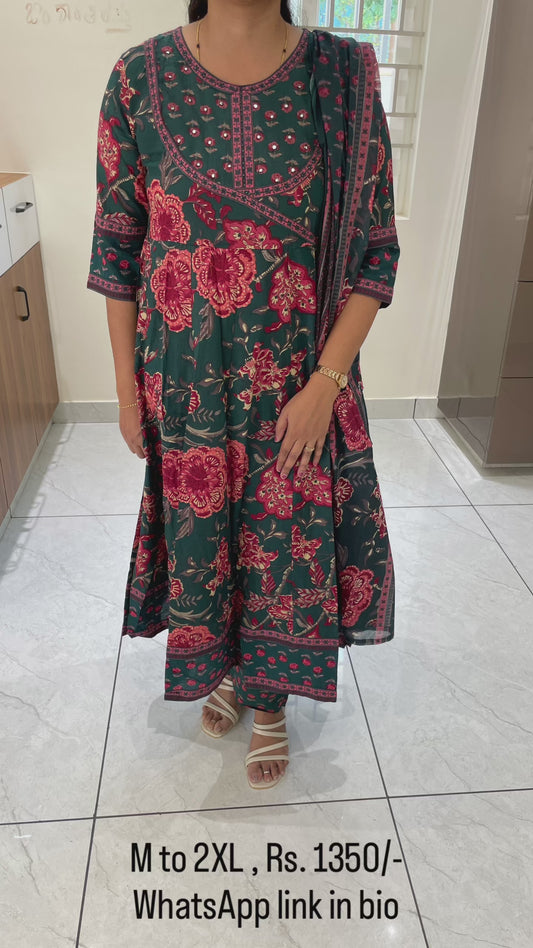 PC35 Deep Teal Green Anarkali set