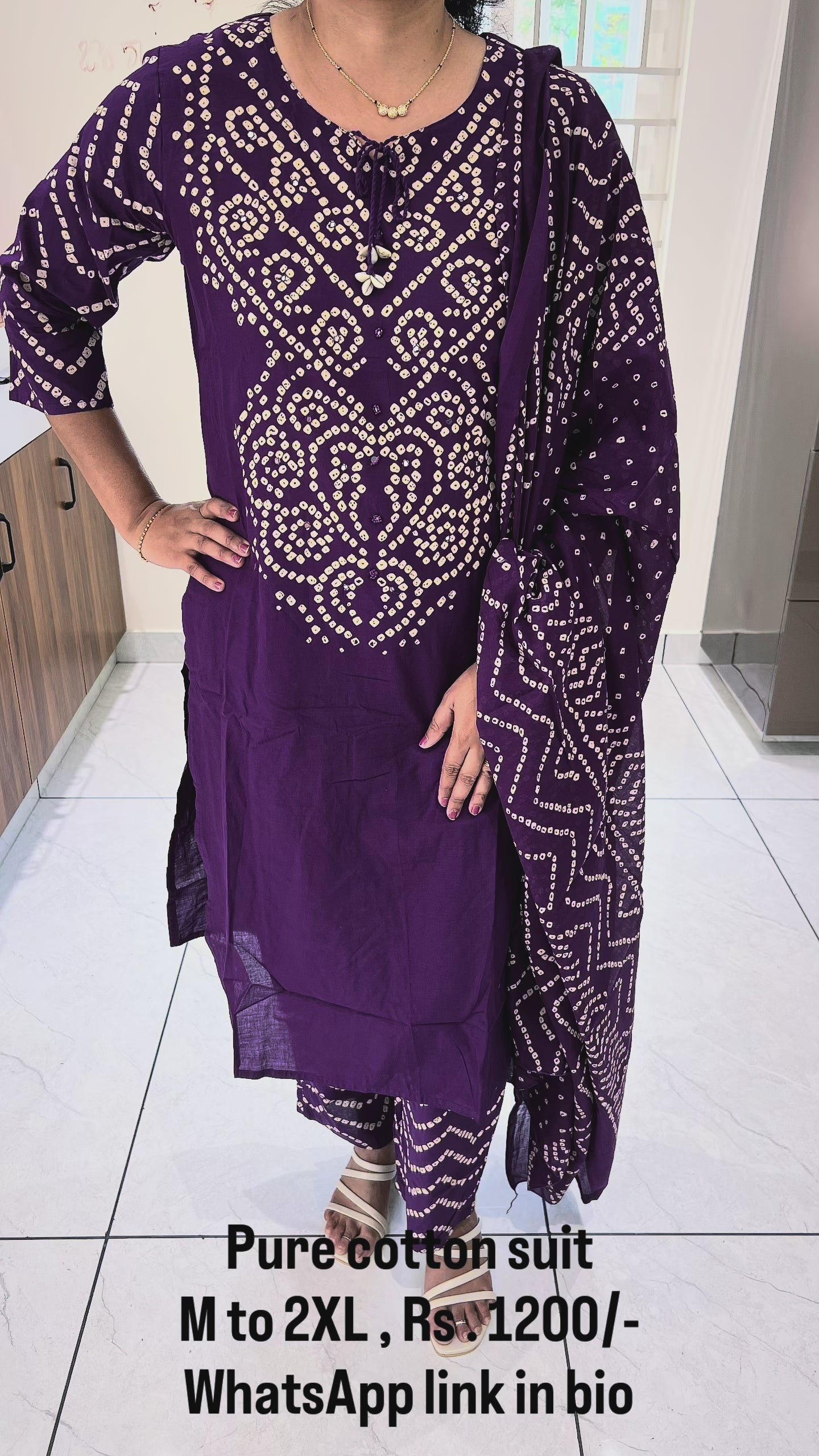 PC19  purple color Bandhini Print Pure cotton Set