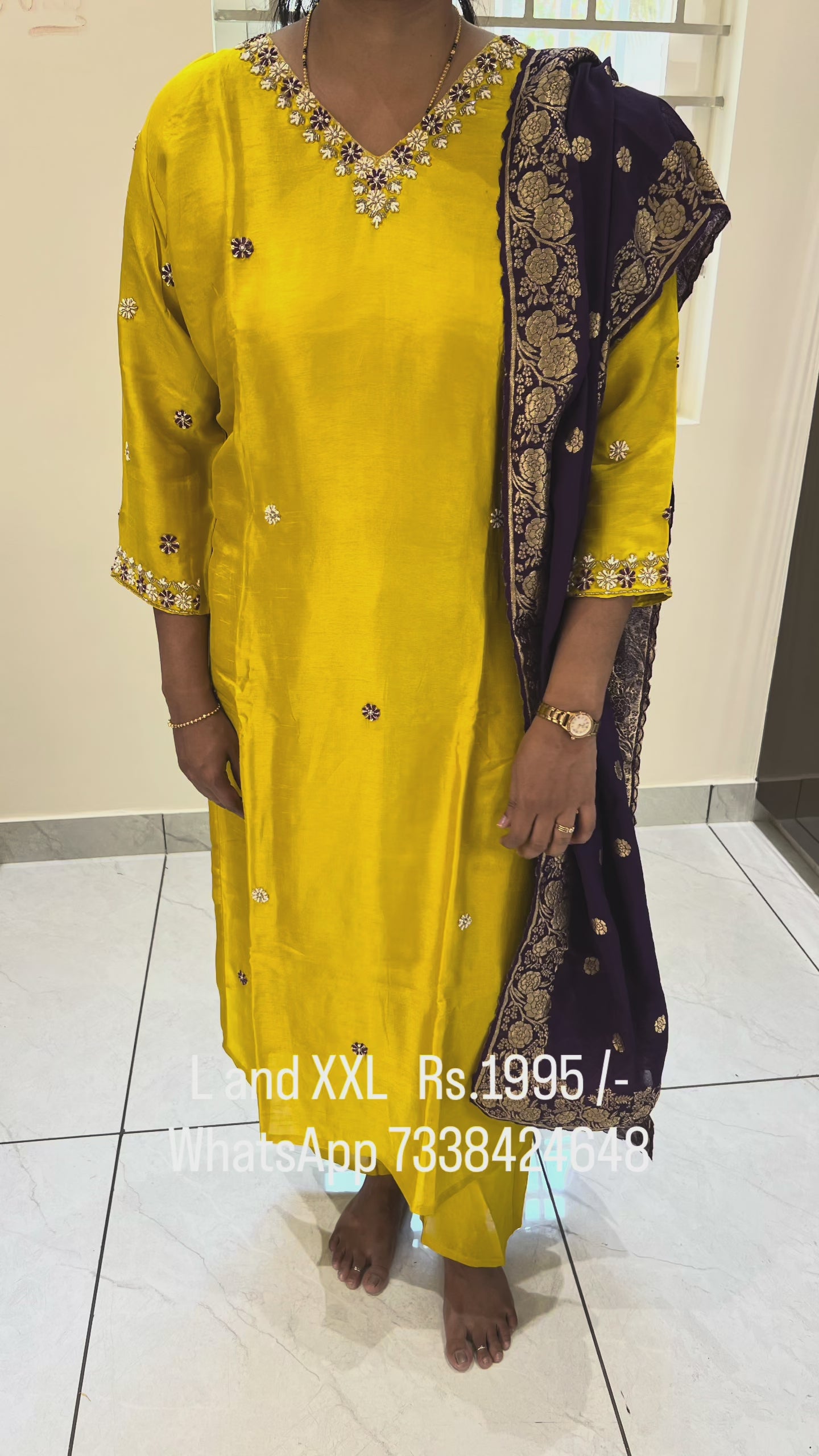 PC18 Yellow colour Party wear Dola silk featuring zardozi work
