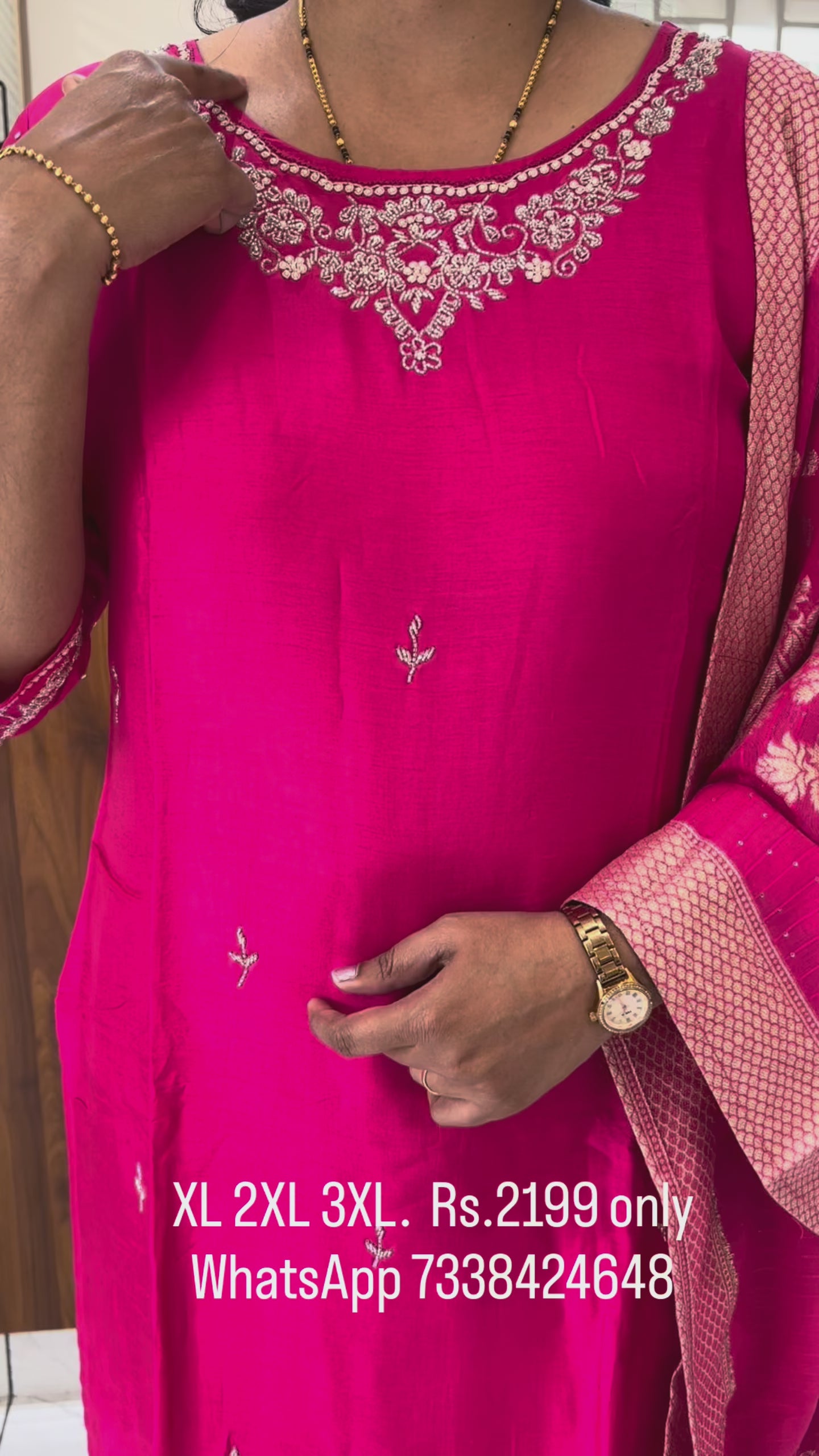 PC22 Rani Pink party wear silk suit with Cutdana work