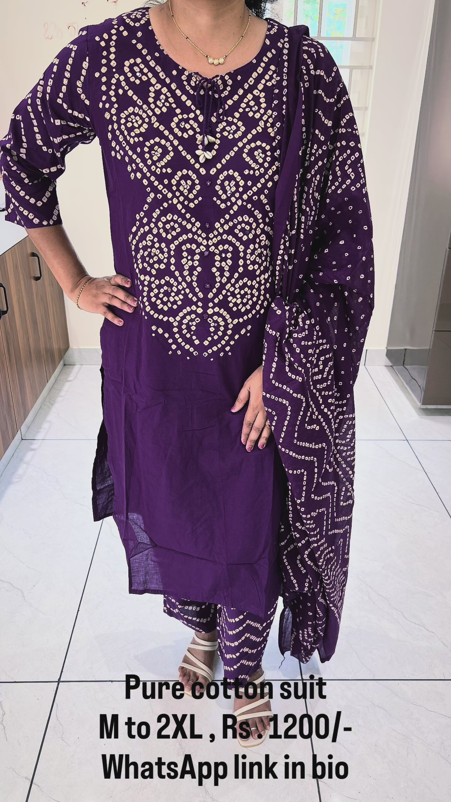 PC49 Violet colour bandhini cotton set
