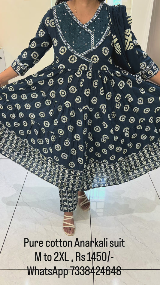 PC43 Teal blue Anarkali set