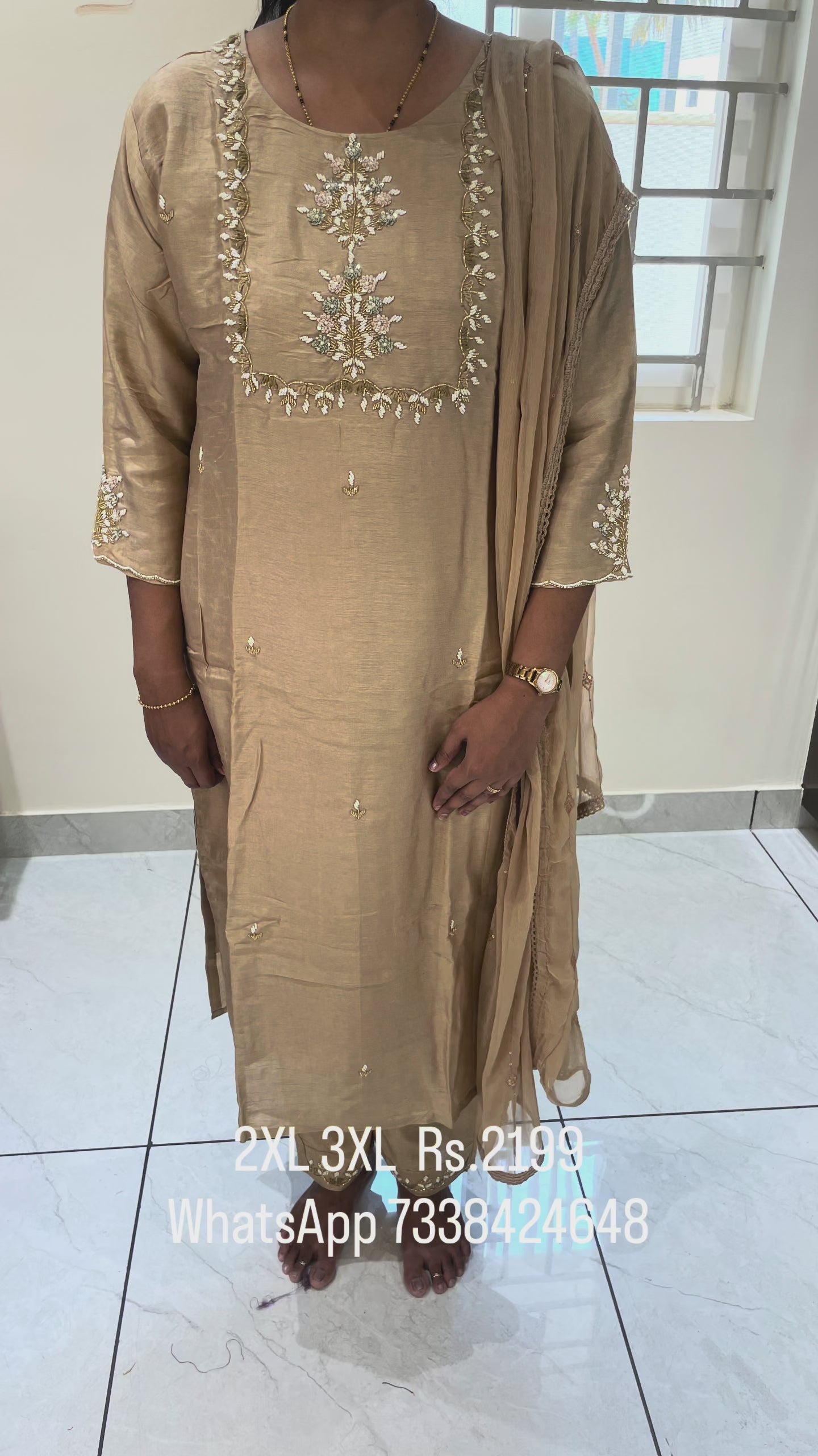 PC27 Off white/Cream colour dress in  pure dola silk with  Zardosi work